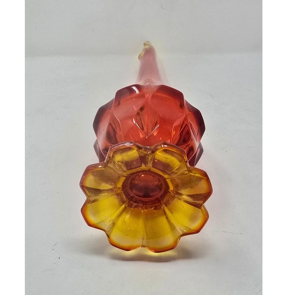 Vtg 1960s‎ Fenton Valencia Amberina swung vase MCM orange bud vase